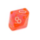 10-Seitiger W&uuml;rfel Transparent Orange Pink mit Zahlen 0-9