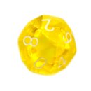 10-Seitiger W&uuml;rfel Transparent Gelb mit Zahlen 0-9
