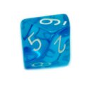 10-Seitiger W&uuml;rfel Transparent Blau mit Zahlen 0-9