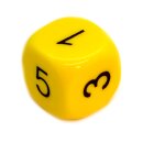 6-Seitiger W&uuml;rfel in Gelb mit schwarzen Zahlen W6
