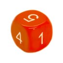 5er Set 6-Seitiger W&uuml;rfel in Orange wei&szlig;e Zahlen W6