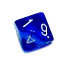 10-Seitige W&uuml;rfel Transparent-Blau mit Zahlen 1-10