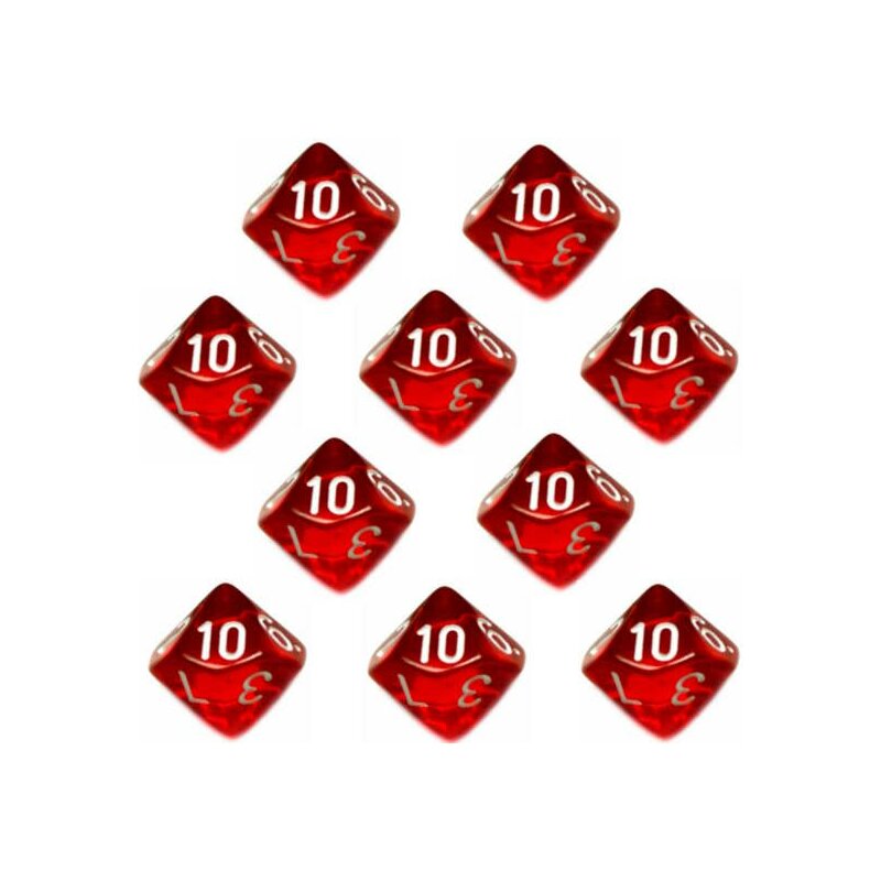 10x Würfel 10 seitig transparent Zahlenwürfel Spielewürfel Spielezubehör 