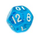 12-Seitige W&uuml;rfel Transparent-Blau Zahlen 1-12