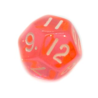 12-Seitige W&uuml;rfel Transparent-Orange Zahlen 1-12