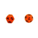 12-Seitige W&uuml;rfel Orange mit schwarzen Zahlen 1-12