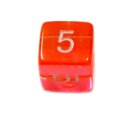 6 W&uuml;rfel Orange-Transparent Zahlen Gerade Kanten 15mm