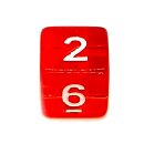 6 W&uuml;rfel Rot-Transparent Zahlen Gerade Kanten 15mm