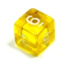 4 W&uuml;rfel Transparent-Gelb Zahlen Gerade Kanten 15mm