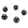 5er Set 12-Seitige W&uuml;rfel Perlmut Schwarz Zahlen 1-12