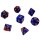 7er W&uuml;rfelset 4-20 Seitig 2-Farbig D.Blau-Violett Galaxy Glitter Gold