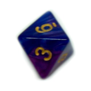 8 Seitige 2-Farbige W&uuml;rfel Blau-Violett gold Zahlen