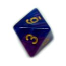 8 Seitige 2-Farbige W&uuml;rfel D.Blau-Violett gold Zahlen