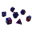 7er W&uuml;rfelset 4-20 Seitig 2Farbig D.Blau-Violett gold