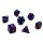 7er W&uuml;rfelset 4-20 Seitig 2-Farbig D.Blau-Violett gold