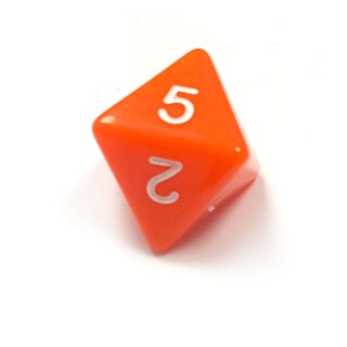 8-Seitige W&uuml;rfel Orange mit Wei&szlig;en Zahlen 1-8 W8