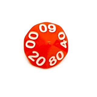 10-Seitige W&uuml;rfel Orange mit Zahlen Wei&szlig; 00-90 W10