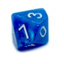 10-seitiger W&uuml;rfel Blau-Glitter Trapezoeder - W10 - 0-9
