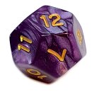 12-Seitige W&uuml;rfel Violett-Perlmutt gold Zahlen 1-12
