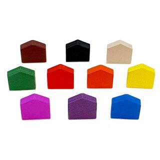 Holzscheiben Haus-Form Bunt 16 x 16mm Spielsteine Bl&auml;tchen Pfand