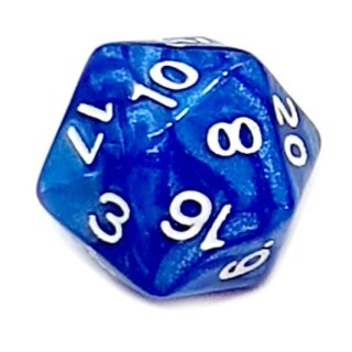 20-Seitige W&uuml;rfel Blau Perlmutt mit Zahlen 1-20 W20