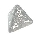 4-Seitige Silber-Glitzer-Transparent W&uuml;rfel wei&szlig;e Eck-Zahlen W4 D4
