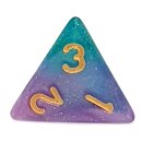 4-Seitige Glitzer-Hellblau-Rosa W&uuml;rfel Gold Eck-Zahlen W4 D4