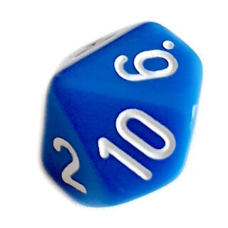 10-Seitige W&uuml;rfel Blau mit Zahlen 1-10 W10  D10