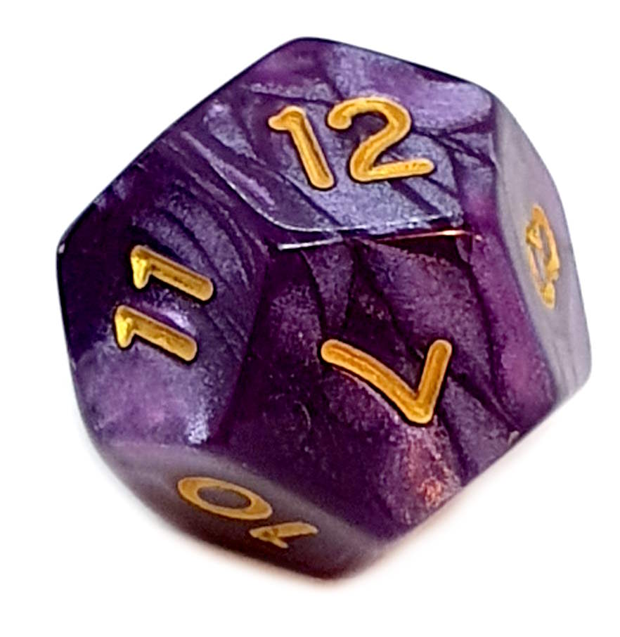 W12 Würfel Horoskop - Häuser Violett goldene Zahlen